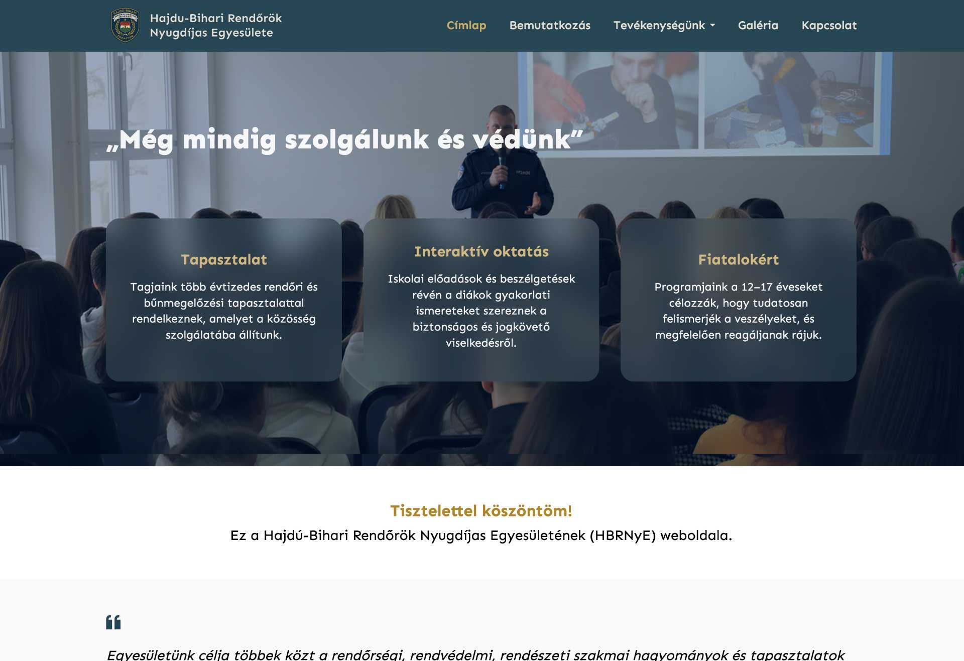 Hajdu-Bihari Rendőrök Nyugdíjas Egyesülete - Weboldal