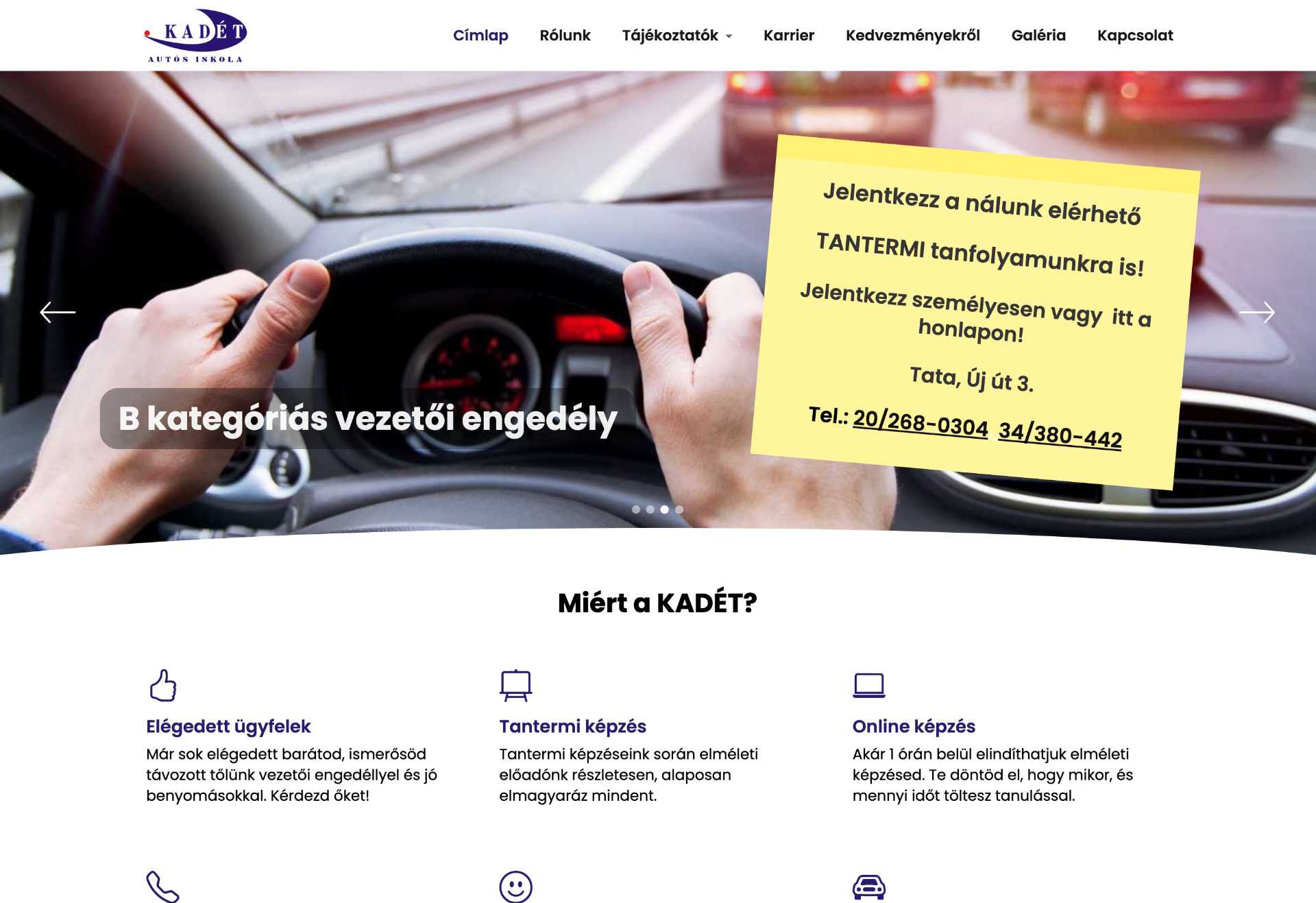 KADÉT Autósiskola - Weboldal