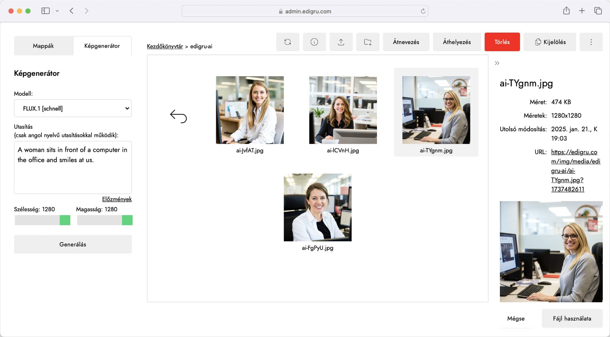 AI képgenerátor - edigru weboldalkészítő rendszer