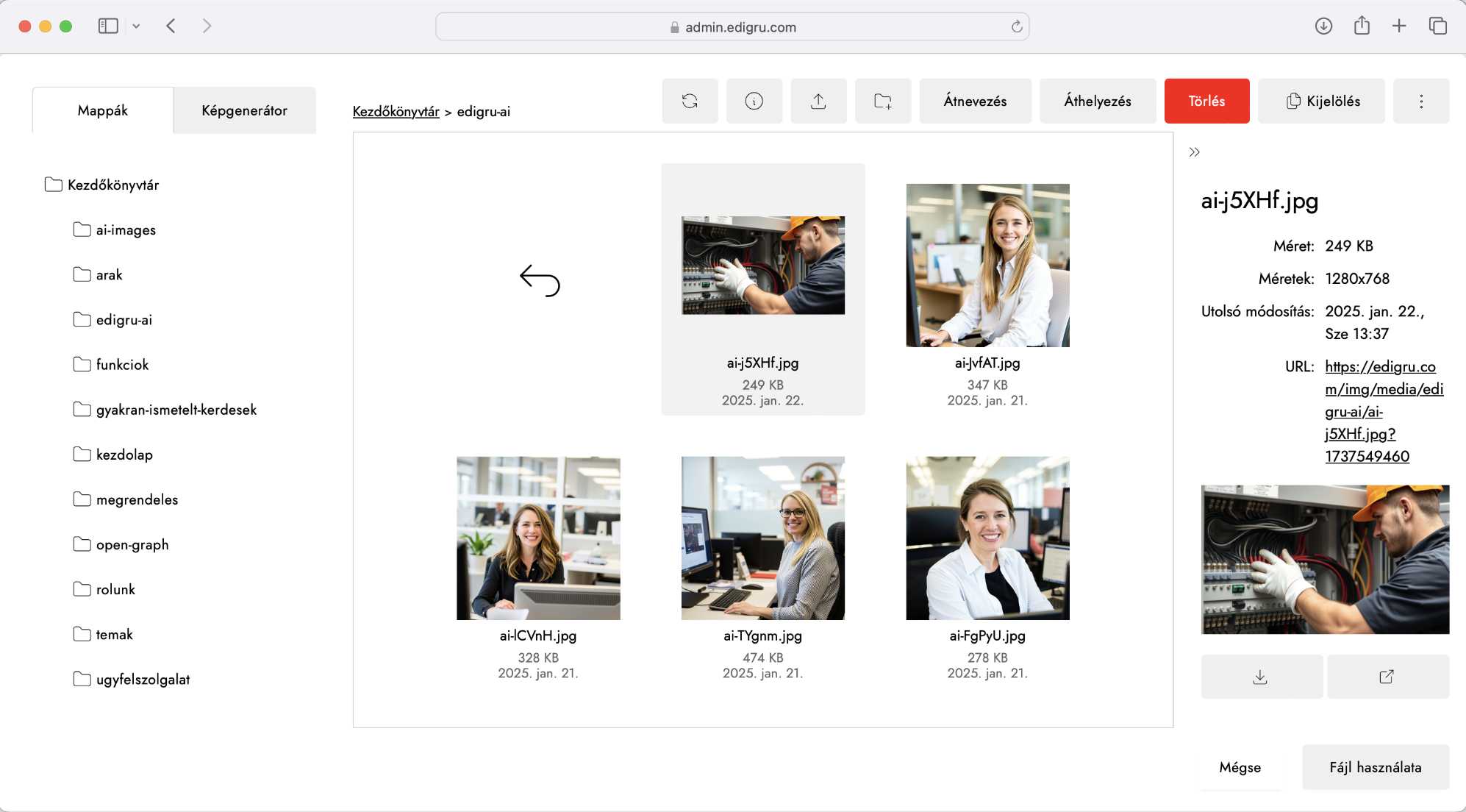 Médiatár - Fájlkezelő asszisztens - edigru weboldalkészítő rendszer