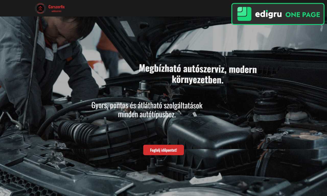Carszerfix autoszerviz - Autóápolás kategória - Témák (egyoldalas téma) - edigru weboldalkészítő rendszer