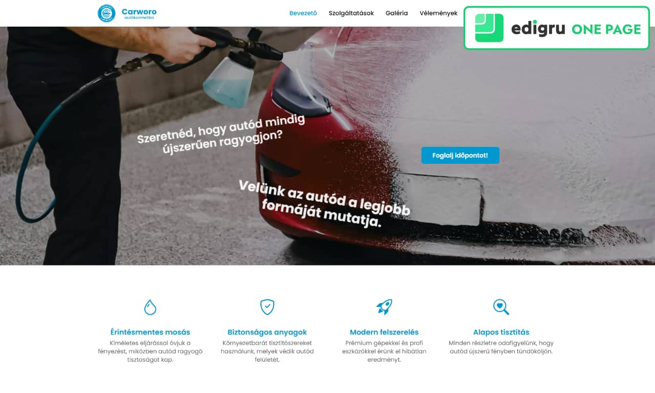 Carworo autokozmetika - Autóápolás kategória - Témák (egyoldalas téma) - edigru weboldalkészítő rendszer