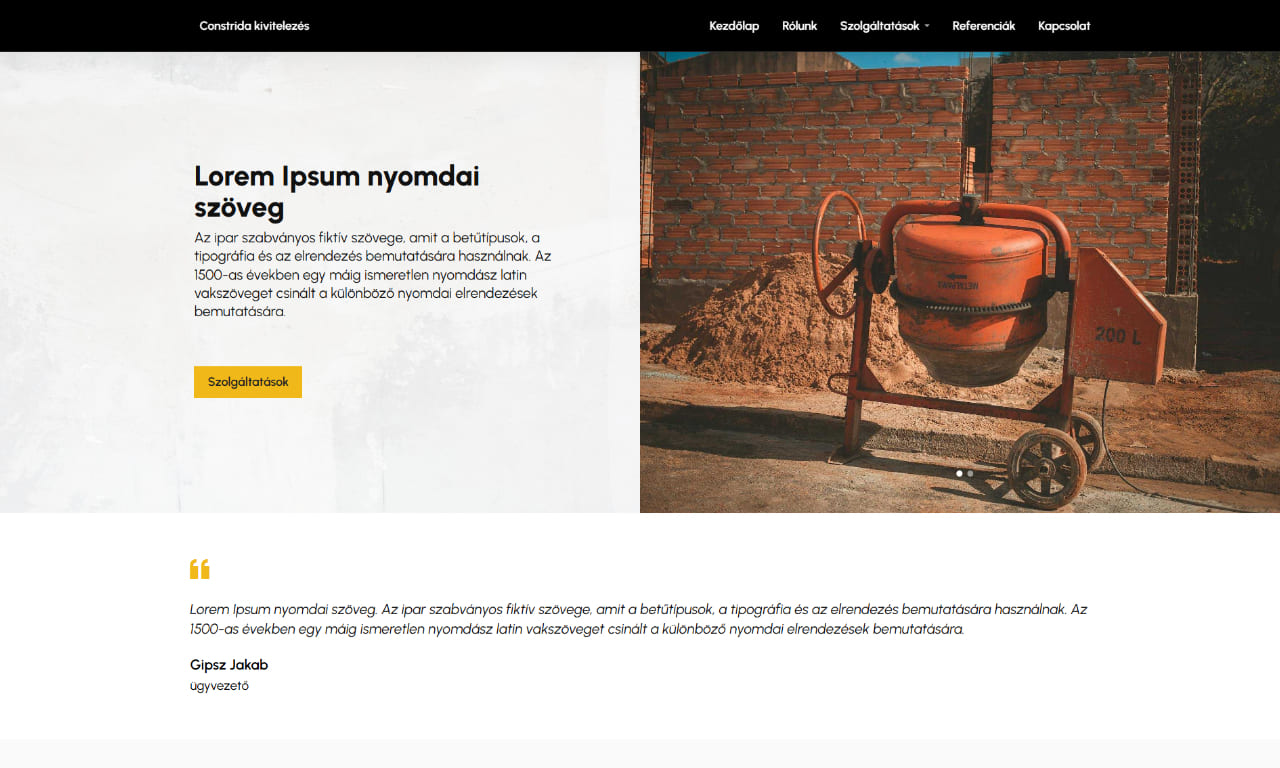 Constrida kivitelezés - Építőipar kategória - Témák - edigru weboldalkészítő rendszer