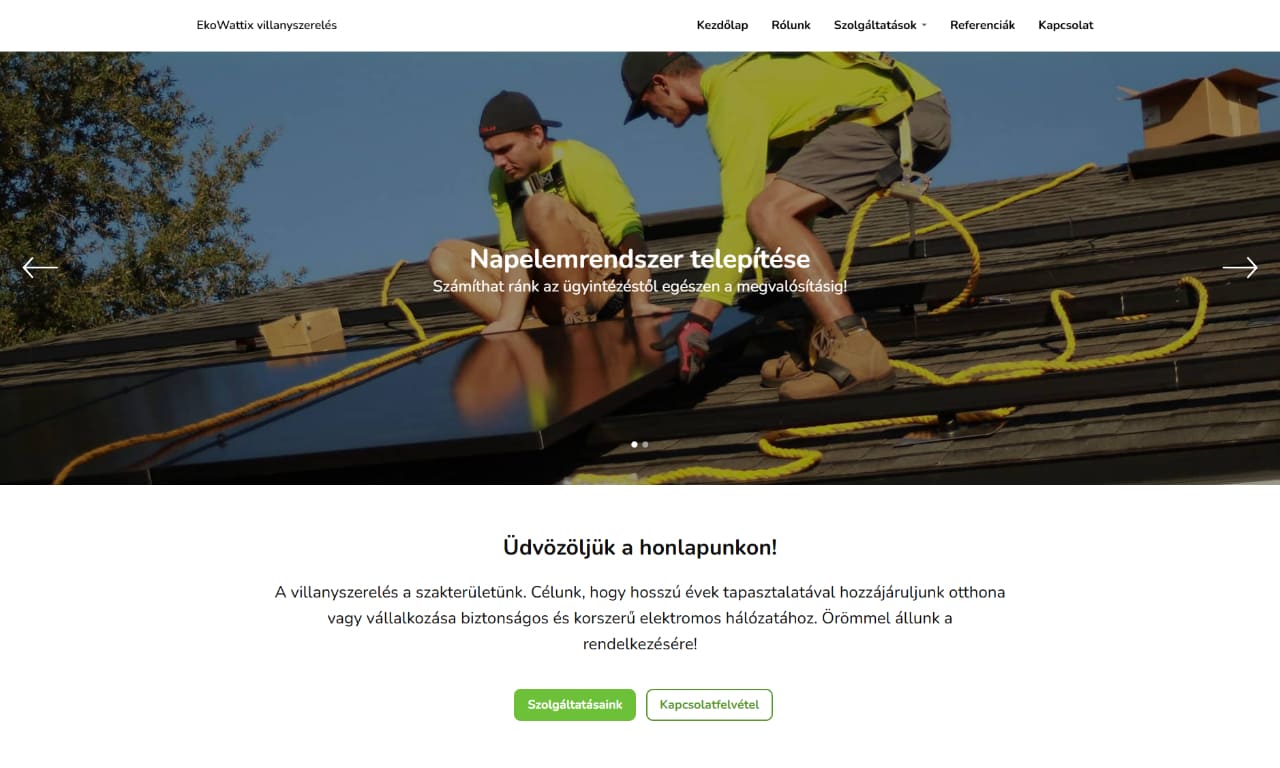 EkoWattix villanyszerelés - Építőipar kategória - Témák - edigru weboldalkészítő rendszer