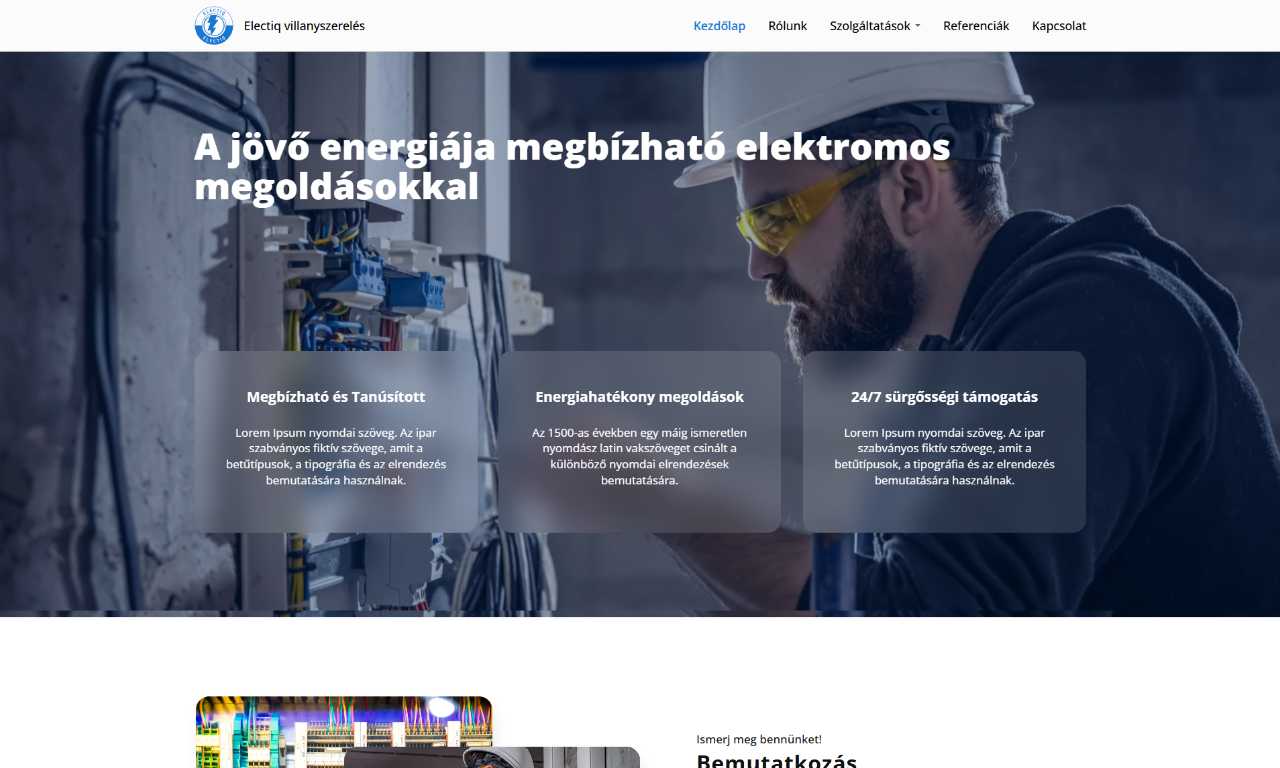 Electiq villanyszerelés - Építőipar kategória - Témák - edigru weboldalkészítő rendszer